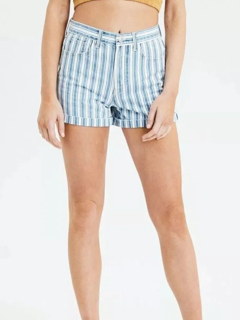 American Eagle high waisted denim pinstripe shorts Size 6